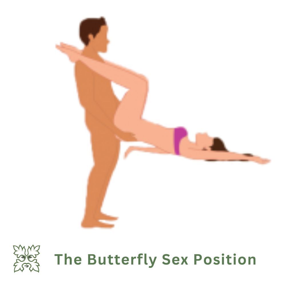 Illustration of a couple doing The Butterfly Sex Position 